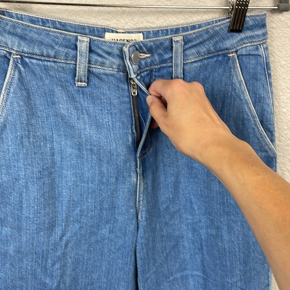 New L’Agence Weston High Rise Wide Leg Trouser Jeans Belize Blue Sz 25 - Picture 4 of 13